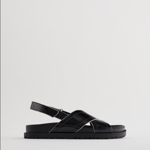 ZARA CROSS STRAP FLAT SANDALS TRF Cross Velcro Dad Sandal no tag 42 final - Picture 11 of 15